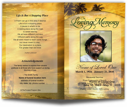 Island Funeral Program Template.
