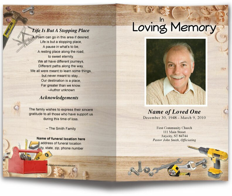 Carpenter Funeral Program Template.