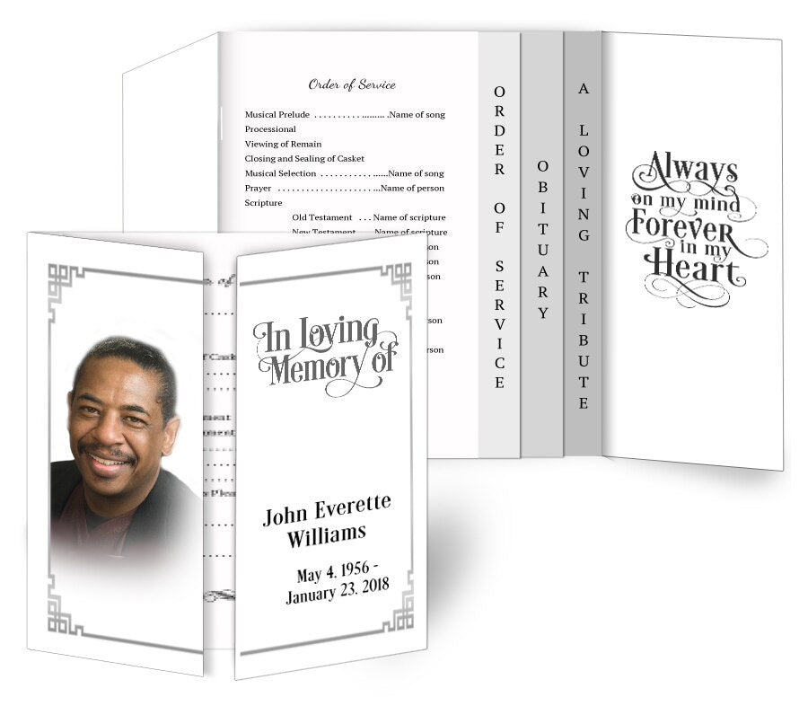 Silver Frame Gatefold-Graduated Combo Funeral Program Design & Print (Pack of 50).