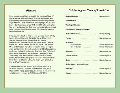 Baseball Funeral Program Template.
