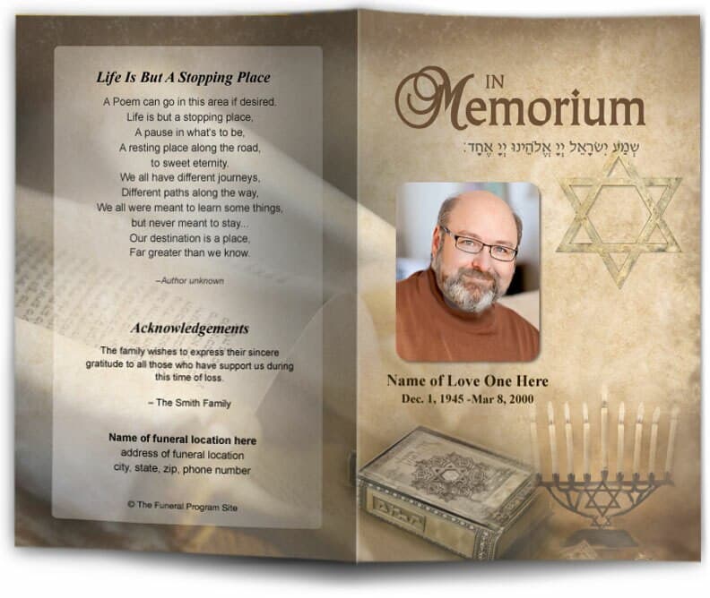 Jewish Funeral Program Template.