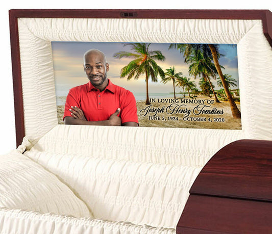 Custom Casket Panel Insert - Palm Trees Design.