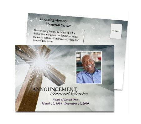 Eternal Funeral Announcement Postcard Template.