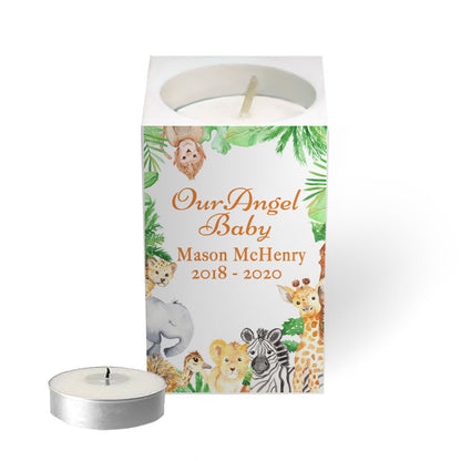 Jungle Personalized Mini Memorial Tea Light Candle Holder.