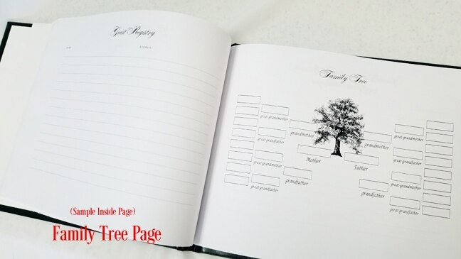 Elegant Name Foil Stamped Landscape Funeral Guest Book.