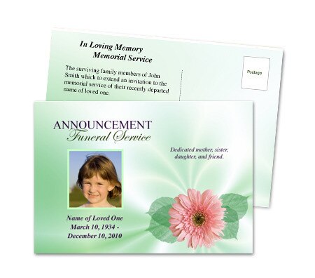 Blossom Funeral Announcement Template.