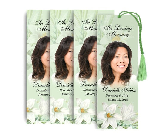 White Lilies Memorial Bookmark Design & Print (Pack of 50).