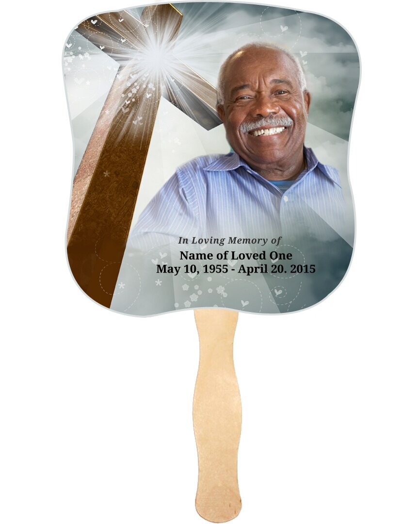Eternal Cardstock Memorial Fan With Wooden Handle (Pack of 10).