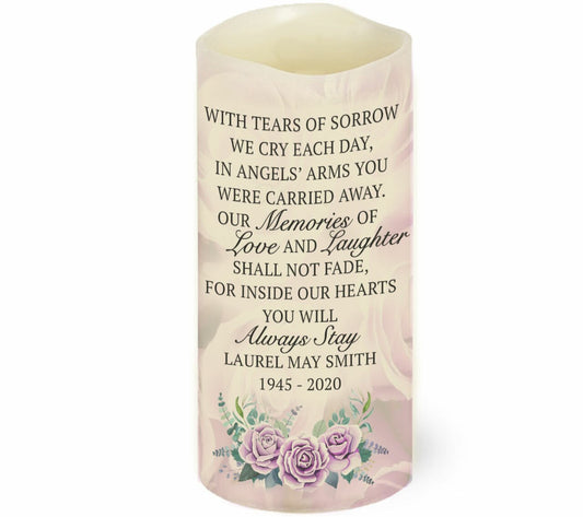 Tears of Sorrow Personalized LED Memorial Candle.