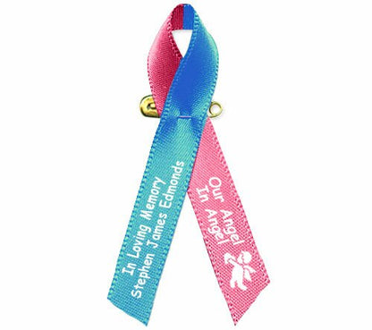 Blue Pink Awareness Ribbon Child Loss Baby - Pack of 10.