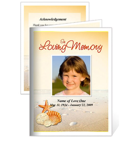 Seashore Small Memorial Card Template.