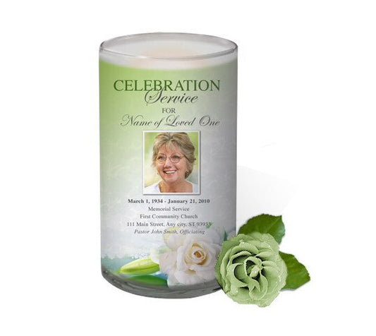 Divine Personalized Glass Memorial Candle.