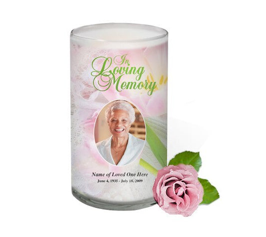 Pearls Personalized Glass Memorial Candle.