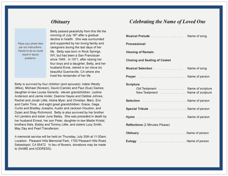 Solitude Funeral Program Template.