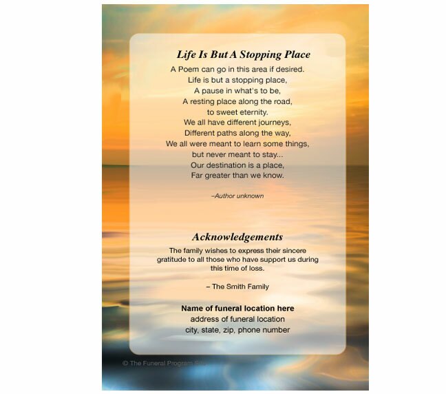 Sailboat Small Memorial Card Template.