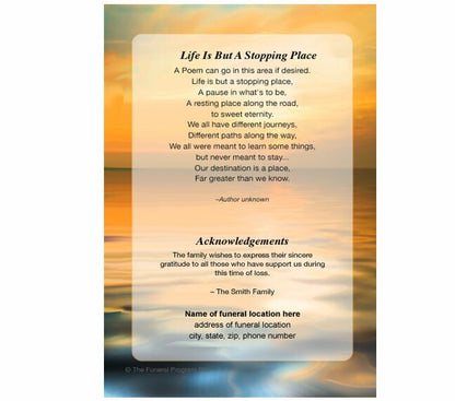 Sailboat Small Memorial Card Template.