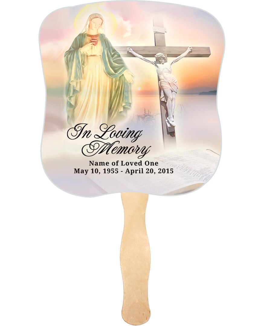 Vision Cardstock Memorial Fan With Wooden Handle (Pack of 10).