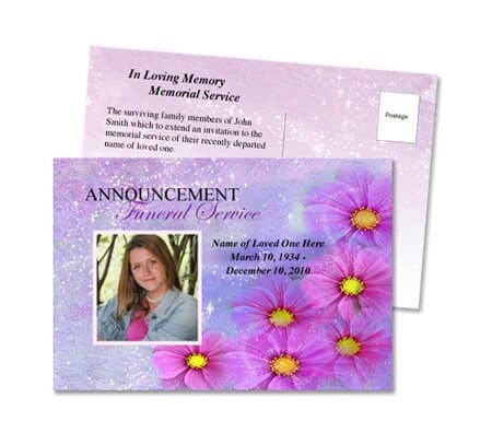 Sparkle Funeral Announcement Template.