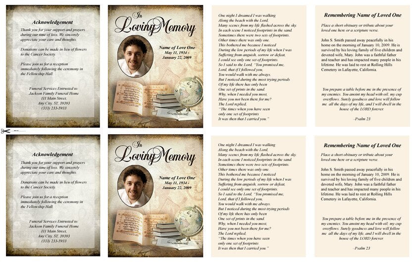 History Small Memorial Card Template.