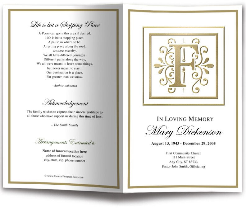Monogram Gold F Program Template.