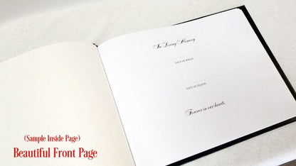 Elegantly Framed Foil Stamped Landscape Funeral Guest Book.