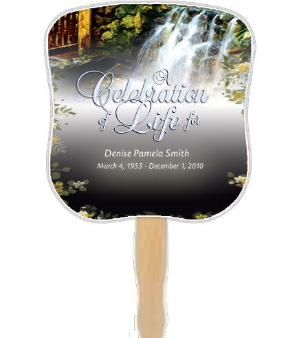 Serene Cardstock Memorial Fan With Wooden Handle (Pack of 10).