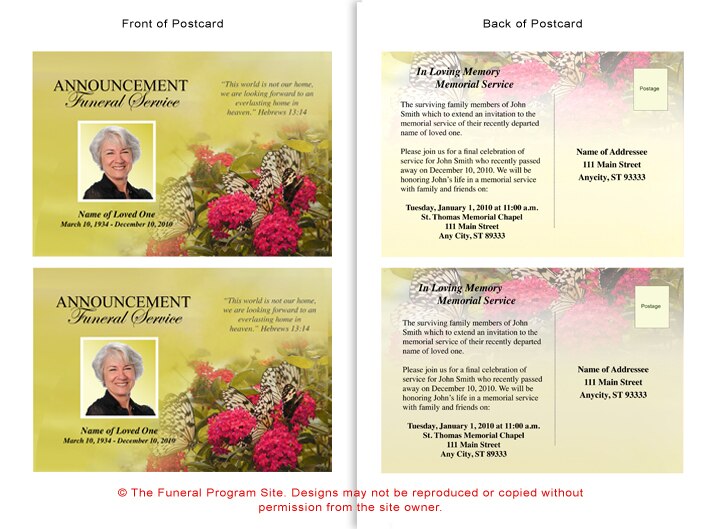 Bouquet Funeral Announcement Template.