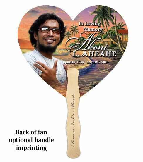 Church Fan Heart Memorial With Wooden Handle Island Dream (Pack of 10).