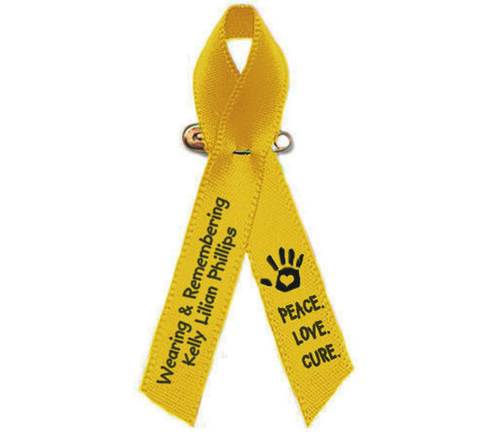 Personalized Childhood Cancer Ribbon (Gold) - Pack of 10.
