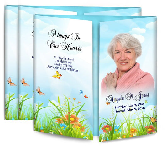 Peaceful Butterflies Gatefold Funeral Program Design & Print (Pack of 50.