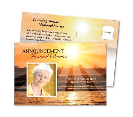 Sunrise Funeral Announcement Template.