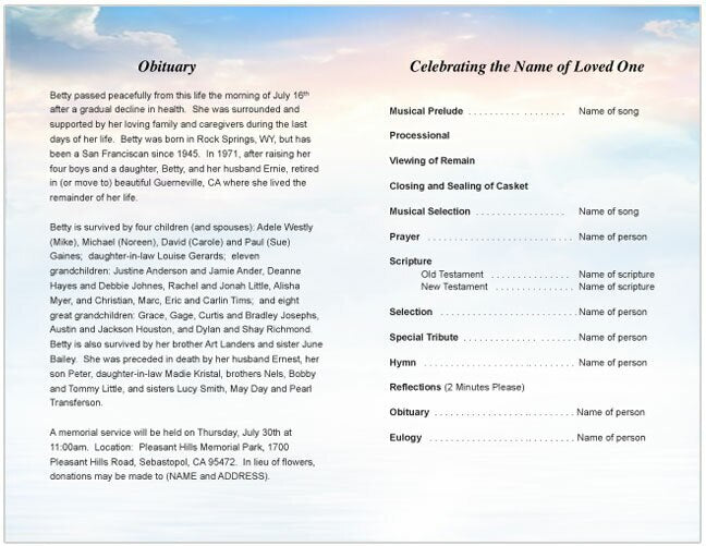 Starlight Funeral Program Template.