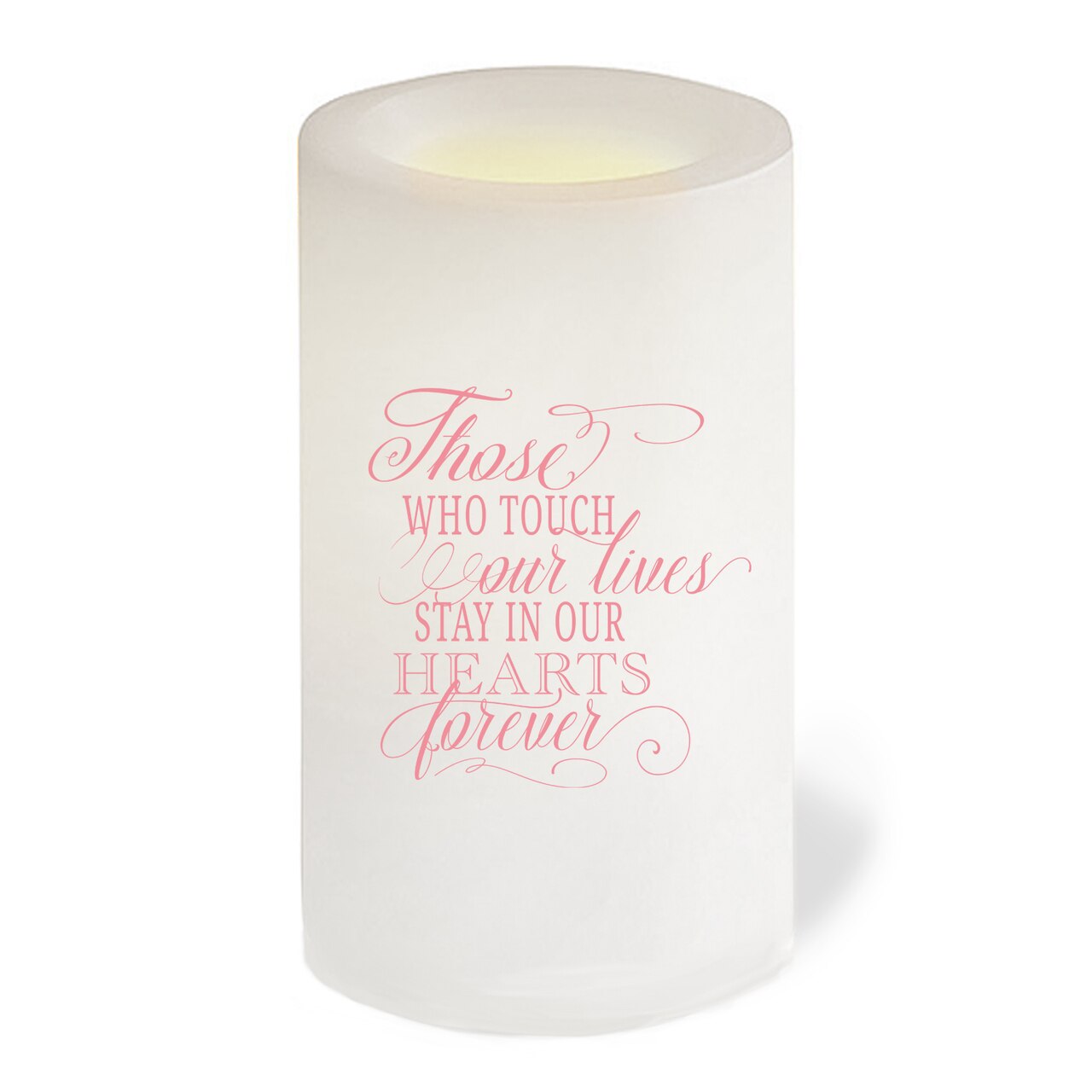 Blush Personalized Flameless LED Memorial Candle.