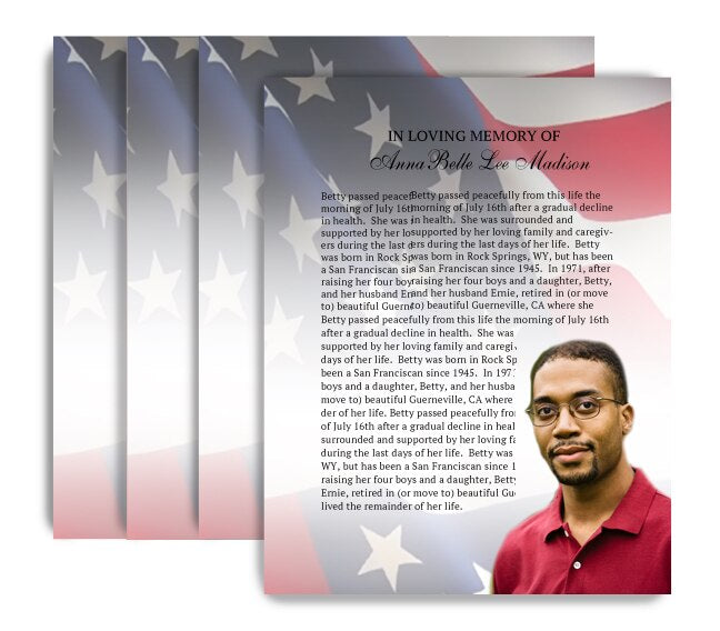 U.S. Flag Funeral Flyer Design & Print (Pack of 50).