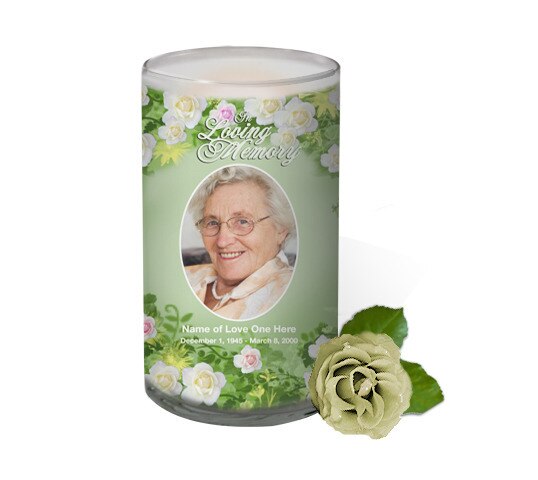 Garden Personalized Glass Memorial Candle.