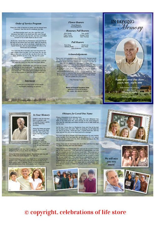 Outdoor TriFold Funeral Brochure Template.