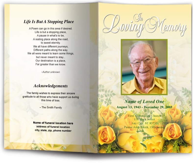 Saffron Funeral Program Template.