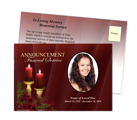 Candlelight Funeral Announcement Template.