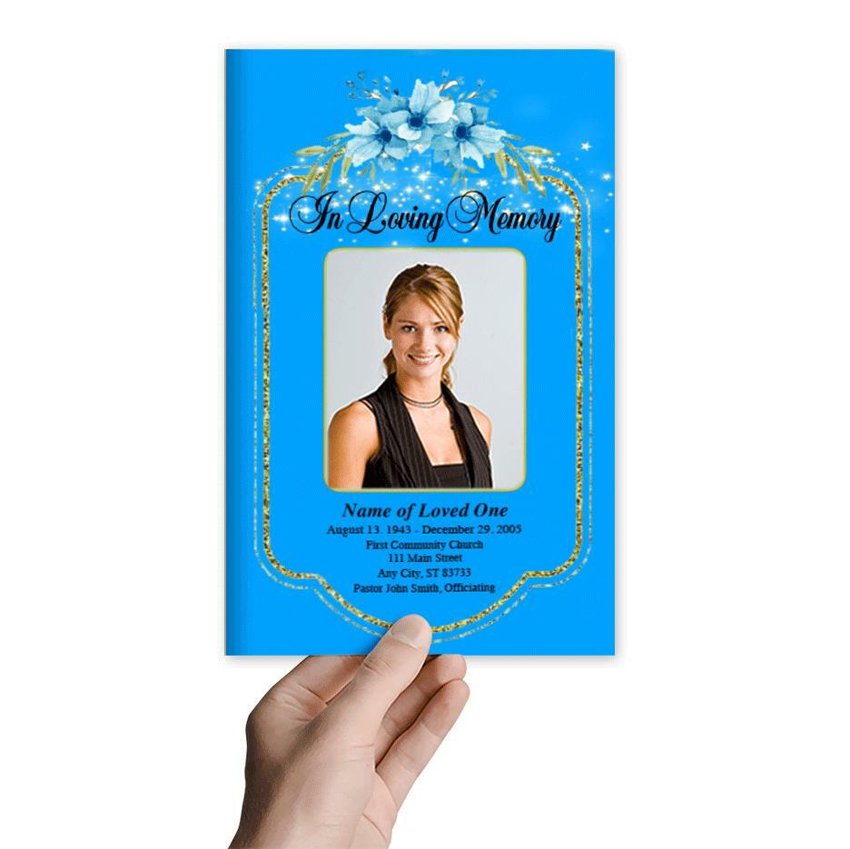 Floral Glitter Funeral Program Template.