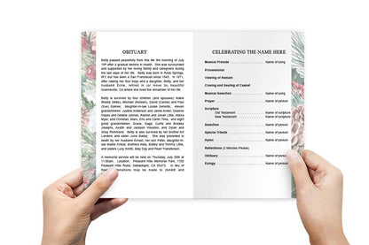 Pinecone Watercolor Funeral Program Template.