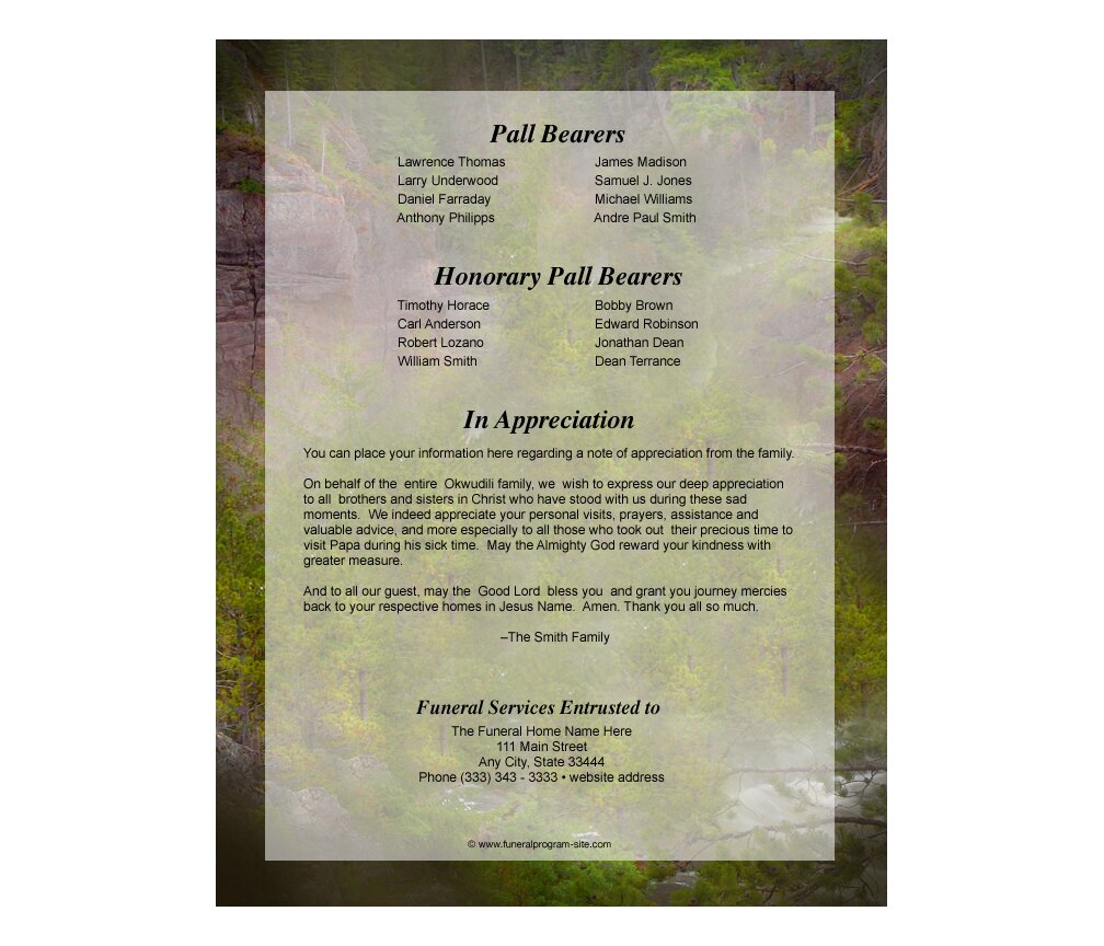 Graceful Memorial Card Template.