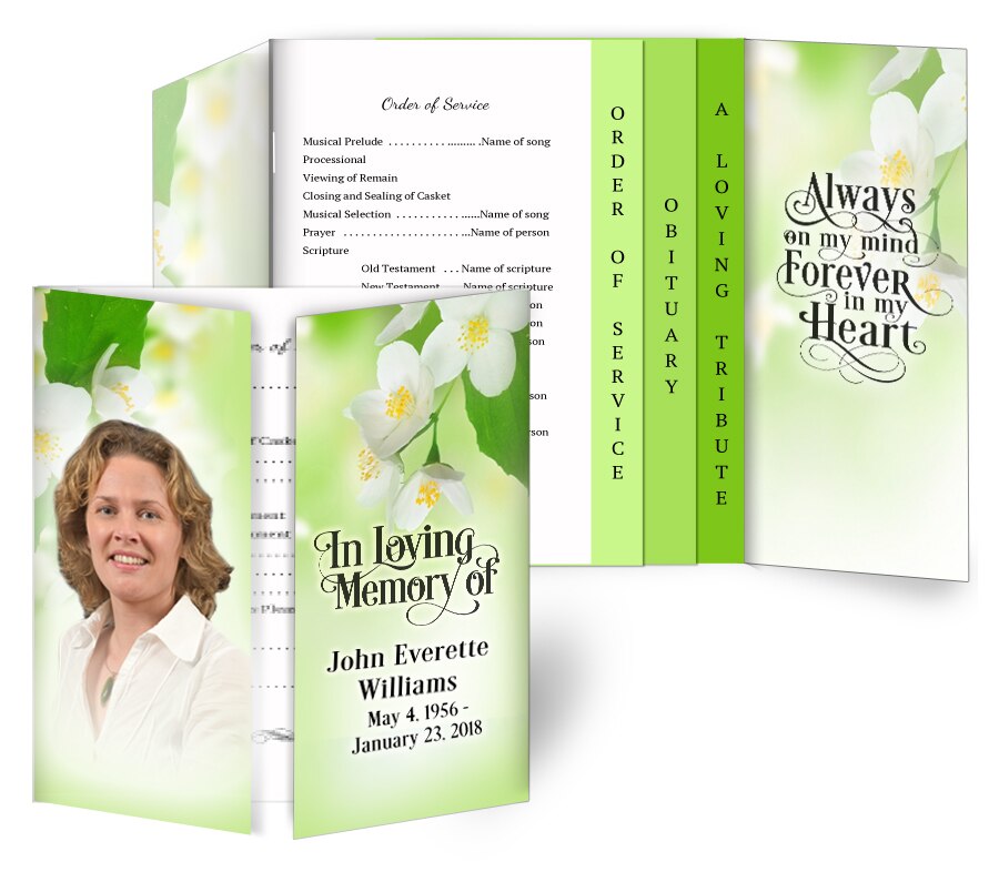 Blossoms Gatefold-Graduated Combo Funeral Program Design & Print (Pack of 50).