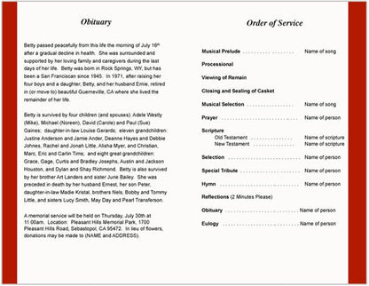 Australia Funeral Program Template.