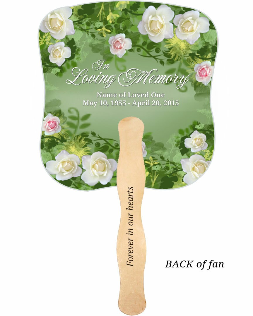 Garden Cardstock Memorial Fan With Wooden Handle (Pack of 10).