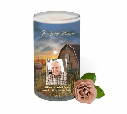 Country Barn Personalized Glass Memorial Candle.