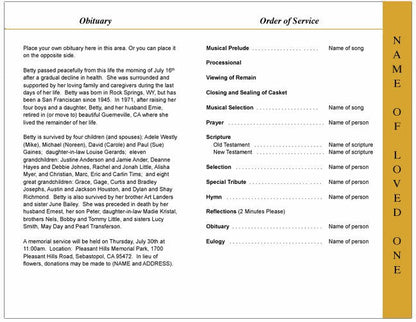 Guitar 4-Sided Graduated Funeral Program Template.