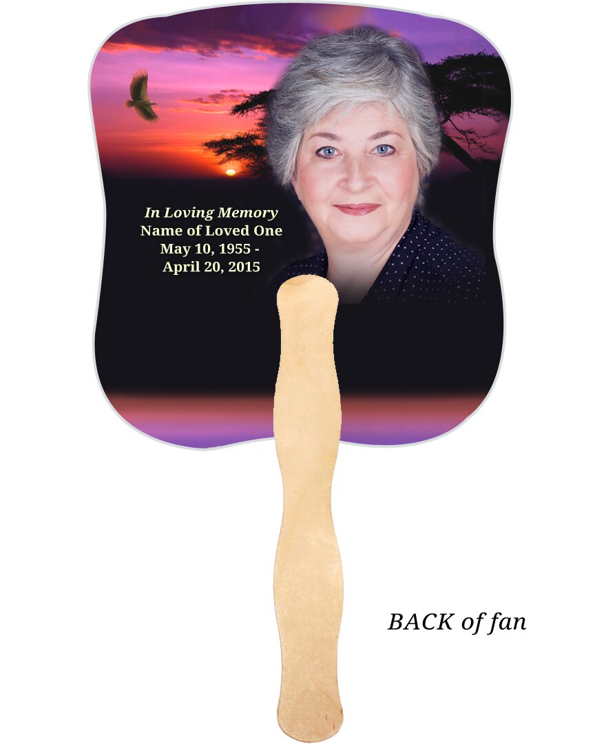 Imagine Cardstock Memorial Fan With Wooden Handle (Pack of 10).