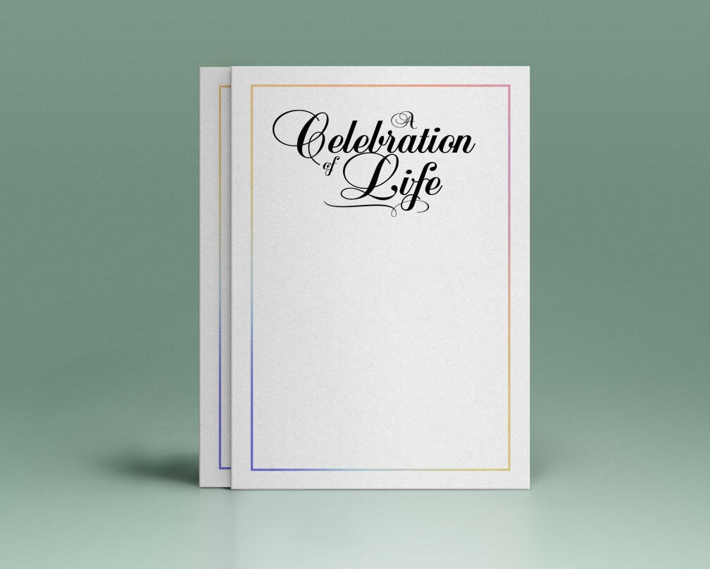 A Celebration of Life Funeral Program Title.