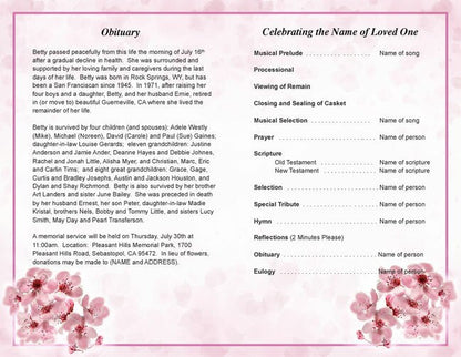 Spring Funeral Program Template.