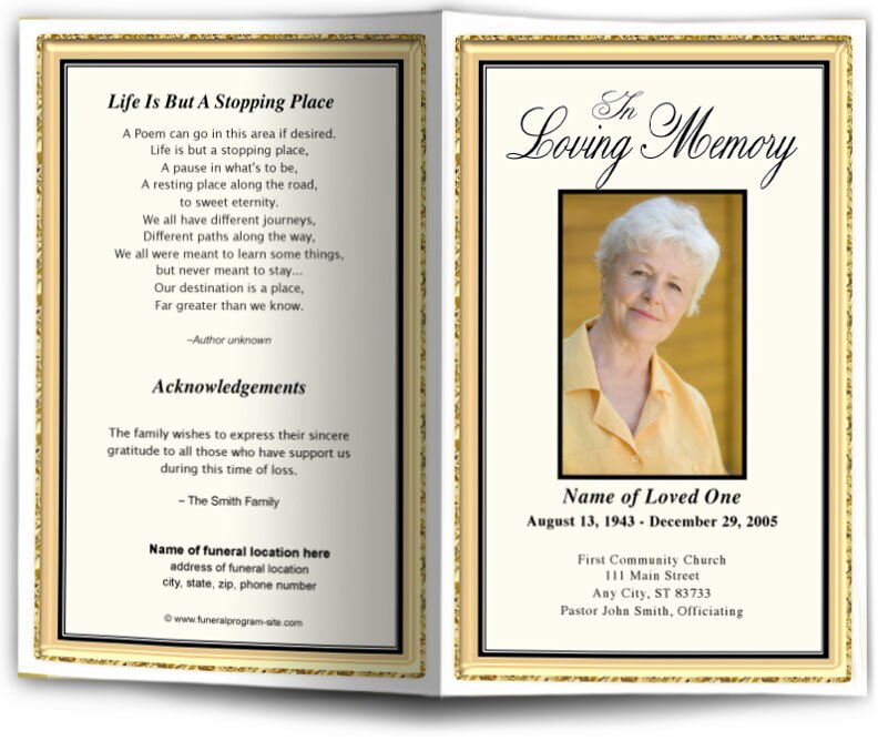 24K Funeral Program Template.